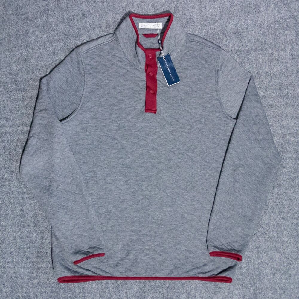 Holderness & Bourne The Sullivan 1/4 Quarter Snap Pullover Medium Gray Red Golf